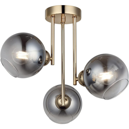 Lustre - Lustra 3 brate OEM LED E27 Metal Auriu +sticla Fume 460x 460 x400 mm