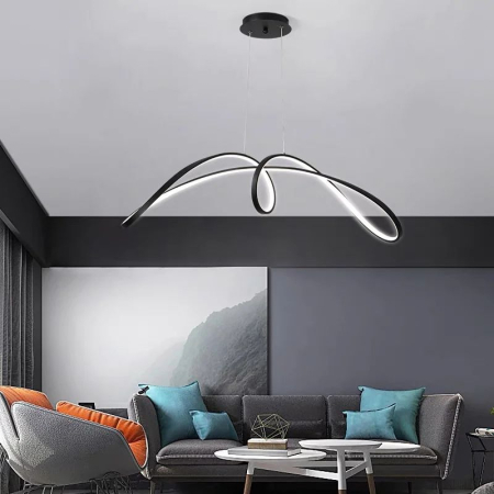 Lustra OEM LED integrat 108W 5000lm CCT (3000K+4000K+6500K) Metal+Acril Black  930 X 360 X 1200mm [1]