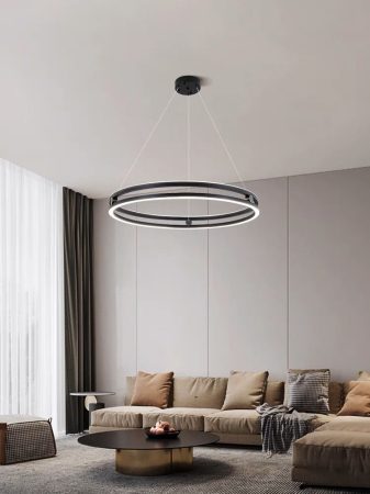 ILUMINAT - Lustra OEM LED integrat 136W 8000lm CCT (3000K+4000K+6500K) Metal+Acril Black  D600x1000mm