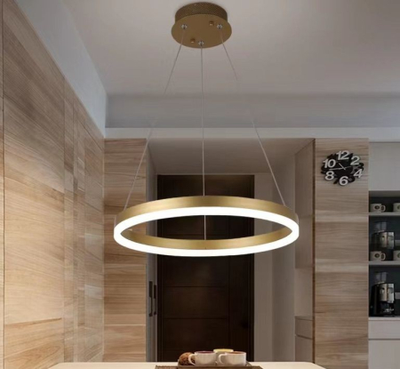 ILUMINAT - Lustra OEM LED integrat 33w CCT (3000K+4000K+6500K) Metal+Acril Gold  600 x 600 x 1000mm
