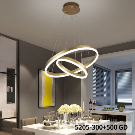 ILUMINAT - Lustra OEM LED integrat 43W 2000lm CCT (3000K+4000K+6500K) Metal+Acril Gold  500 x 500 x1000mm