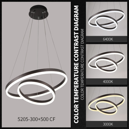 Lustra OEM LED integrat 43W CCT (3000K+4000K+6500K) Metal+Acril 500 x 500 x1000mm [1]