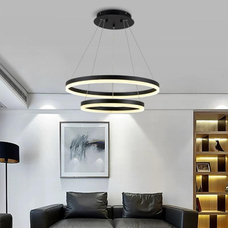 ILUMINAT - Lustra OEM LED integrat 43W CCT (3000K+4000K+6500K) Metal+Acril Black  D500X1000MM