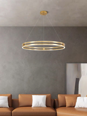 ILUMINAT - Lustra OEM LED integrat 92W 4000lm CCT (3000K+4000K+6500K) Metal+Acril Gold  D400x1000mm