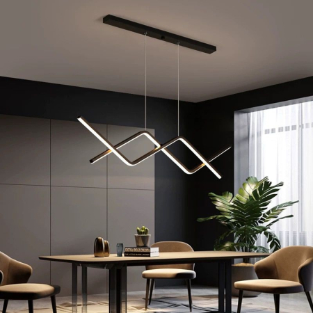 Lustra OEM LED integrat 92W CCT (3000K+4000K+6500K) Metal+Acril Black  1000×80×H1000mm [1]