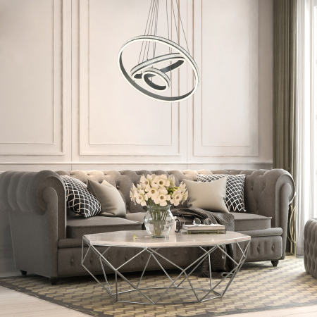 Lustra Rabalux Avalon LED 75W 4730lm 4000K metal acril aluminiu șlefuit alb IP20 [9]