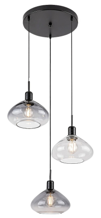 Lustre - Lustra Rabalux Dvora E27 3x MAX 40W  metal sticlă negru mat IP20