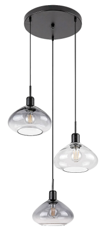 Lustra Rabalux Dvora E27 3x MAX 40W  metal sticlă negru mat IP20 [1]