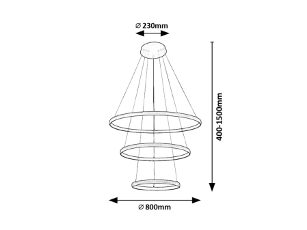 Lustra Rabalux Grete LED 100W 4450lm 3000K metal acril negru alb IP20 [8]