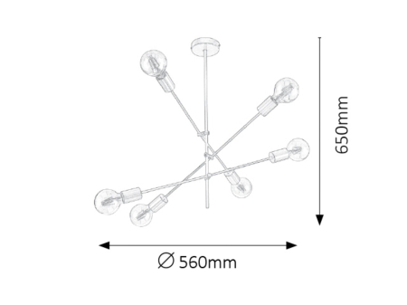 Lustra Rabalux Lanny E27 E27 6x MAX 15W   metal black stil industrial 230V, 50Hz IP20 2104 [2]
