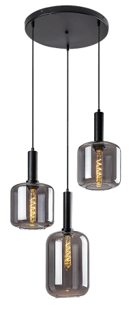 Lustre - Lustra Rabalux Lissandra E27 3x MAX 40W  metal sticlă negru mat IP20