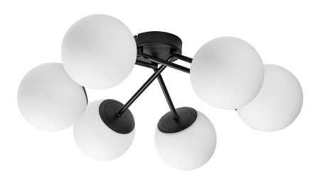 Lustra Rabalux Meduza E14 6x MAX 20W  metal sticlă negru mat IP20 [1]