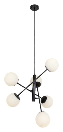 Lustre - Lustra Rabalux Meduza E14 6x MAX 20W  metal sticlă negru mat IP20