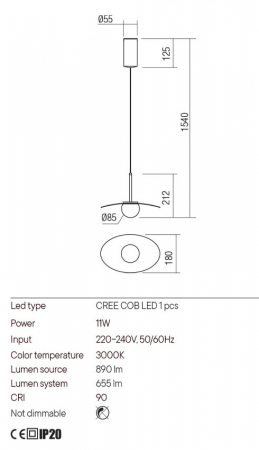 Lustra Redo Cody 01-3289 Metal/Aluminiu Negru mat LED 11W 3000K 655 lm  IP20 [1]