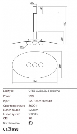Lustra Redo Cody 01-3290 Metal Auriu mat LED 28W 3000K 1600 Lm  IP20 [1]