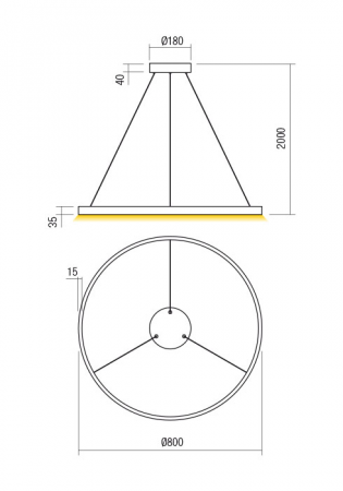 Suspensie REDO FEBE 01-2871 LED MAT GOLD 50W 3250 lm 3000K IP20 [1]