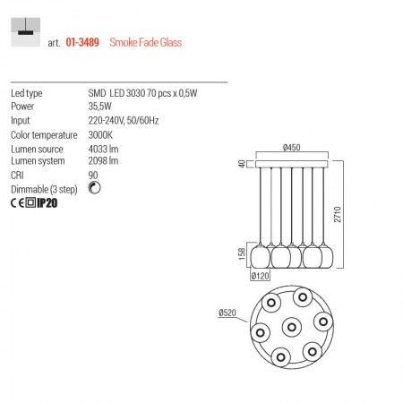 Lustra Redo Khadi, negru mat, LED, 36W, 2098 lumeni, alb cald 3000K, D.52 cm, 01-3489 [1]