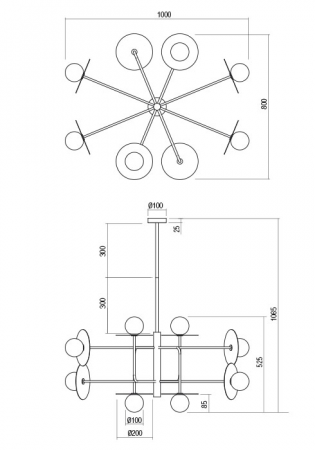 Suspensie REDO PLATO 01-2735 G9 GOLD 8 x max.10W   IP20 [1]