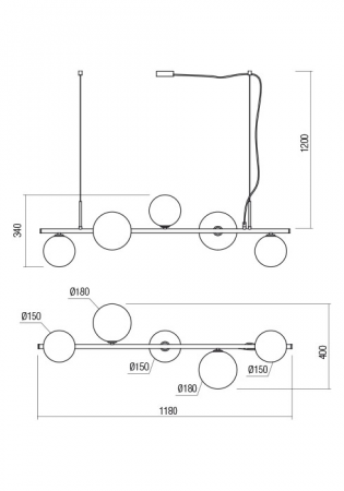 Suspensie REDO ROY 01-2779 G9 MATT ANTIQUE BRASS 5 x max 10W   IP20 [1]