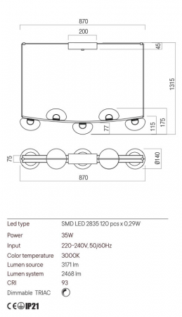 Lustra Redo Sinclair 01-3243 Metal Auriu mat LED 35W 3000K 2468 lm Dimabil Triac IP20 [1]