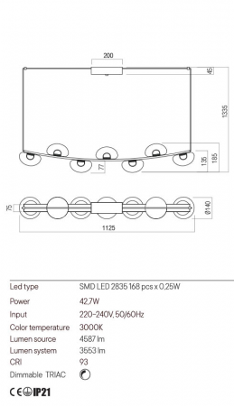Lustra Redo Sinclair 01-3245 Metal Auriu mat LED 42.7W 3000K 3553 lm Dimabil Triac IP20 [1]