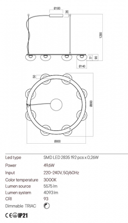 Lustra Redo Sinclair 01-3250 Metal Negru mat LED 49.6W 3000K 4093 lm Dimabil Triac IP20 [1]