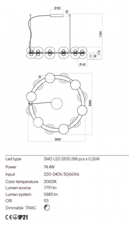 Lustra Redo Sinclair 01-3310 Metal Negru mat LED 74.4W 3000K 5885 lm Dimabil Triac IP20 [1]