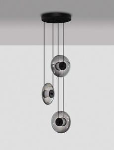 Lustre - Lustra Nova Luce SKIA 9416946 Triac Dimmable Sandy Black Metal & Smoky Gray Glass LED 24W 660lm 3000K IP20