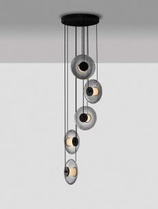 Lustra Nova Luce SKIA 9416947 Triac Dimmable Sandy Black Metal & Smoky Gray Glass LED 40W 1100lm 3000K IP20 [2]