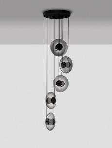 Lustre - Lustra Nova Luce SKIA 9416947 Triac Dimmable Sandy Black Metal & Smoky Gray Glass LED 40W 1100lm 3000K IP20