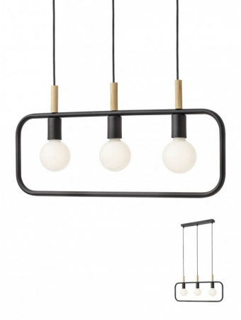 Lustre - Lustra SMARTER AERIS 01-2408 E27 3x42W Metal Negru Mat/Lemn Natur IP20
