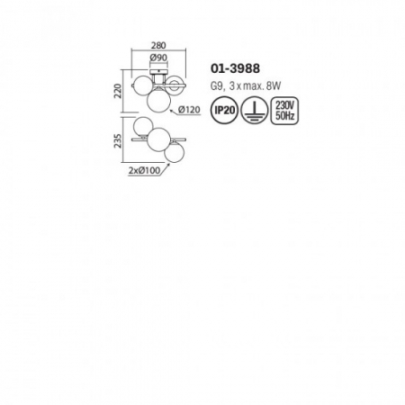 Lustra Smarter Astra, negru mat, fumuriu degrade, 3XG9, L.28 cm, 01-3988 [1]