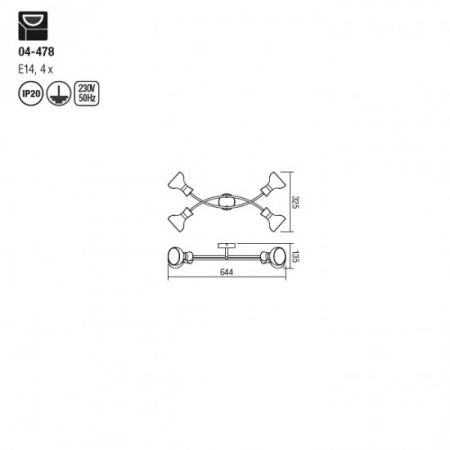Lustra Smarter Bowie, auriu, 4XE14, 04-478 [1]
