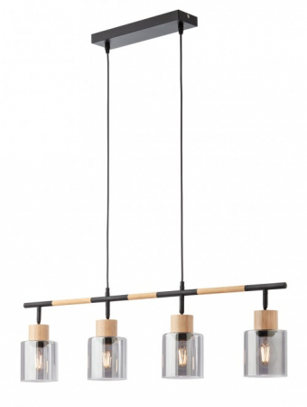 Lustra SMARTER HANSEN 04-530 E27 4x42W   Metal Negru Mat/Lemn IP20