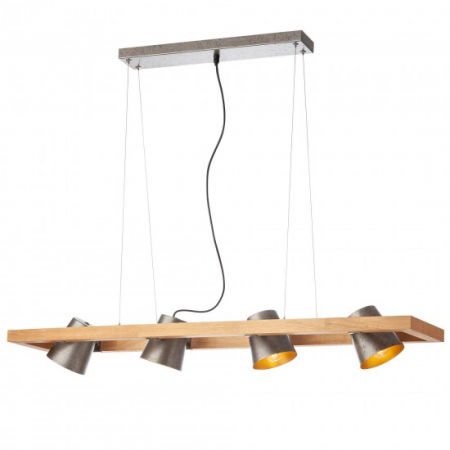 Lustre - Lustra Smarter Oaker, lemn, metal argintiu, 4XE14, L.100 cm, 01-3497