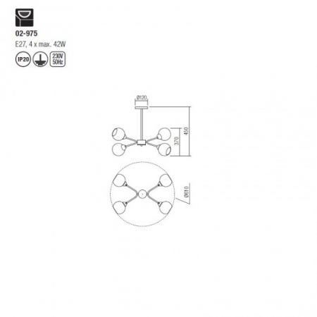 Lustra Smarter Pluri, bronz antic, sticla, 4XE27, 02-975 [1]