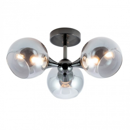 Lustre - Lustra Smarter Satel, negru, sticla fumurie, 3XE14, D.41 cm, 01-2654