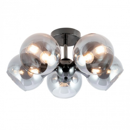 Lustre - Lustra Smarter Satel, negru, sticla fumurie, 5XE14, D.47 cm, 01-2655