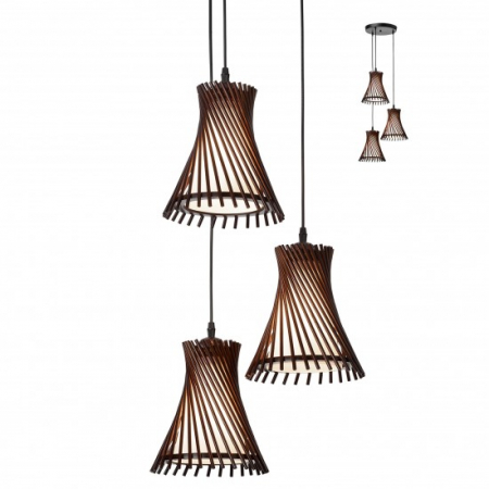 Lustre - Lustra Smarter Shanghai, lemn wenge, sticla, 3XE27