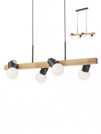 ILUMINAT INTERIOR - Lustra SMARTER TAFFI 01-2418 E27 4x42W Metal Negru mat/Lemn Fag Natur IP20