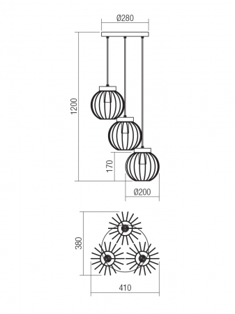Lustra SMARTER TRELLIS 01-3137 E27 3x42W Metal Negru mat/Lemn natur IP20 [1]