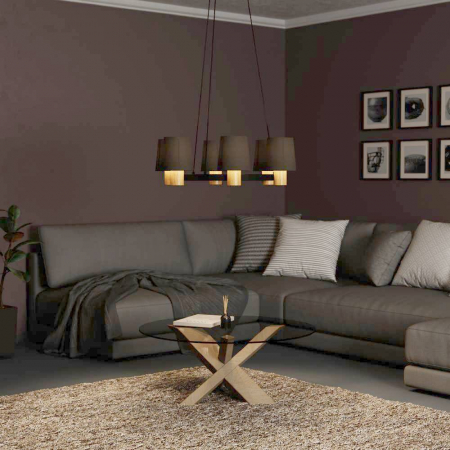 Lustra vintage EGLO EDALE 43781, E27 6X40W Ø700, Negru, Maro, Cappuccino [1]