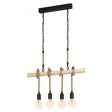 BF LUSTRE - Lustra vintage EGLO YOUNGSTOWN 43318, E27 4X40W, Negru, lemn maro