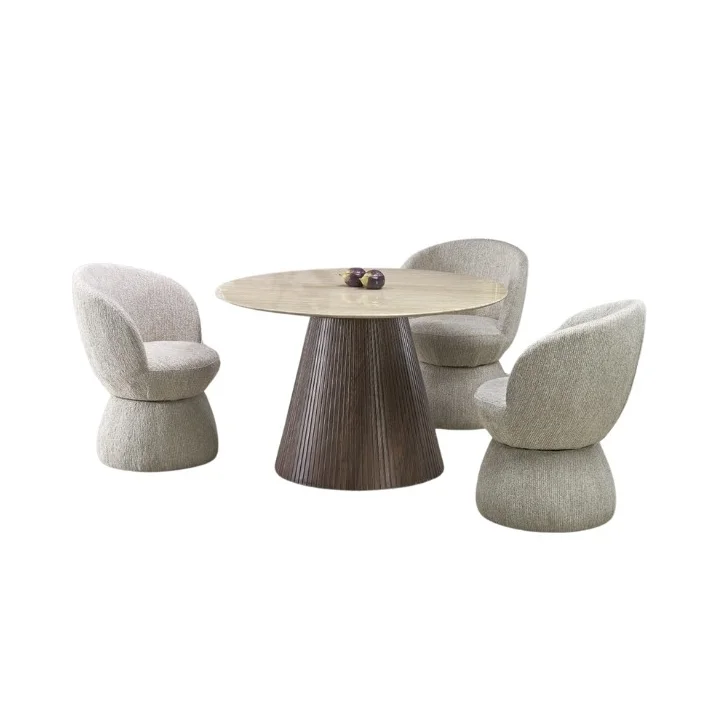 HOME&DECO - Masa PIREUS, piatra travertin/nuc, 120x76 cm