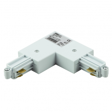 ILUMINAT - MT1007 MWH Conector L dreapta sina cu un circuit alb compatibil cu sina MT1001 MWH si MT1002 MWH