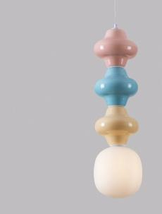Pendul Nova Luce CLIO 9009118 Matt White Metal Base Pink, Blue & Yellow Ceramic & Acid Opal Glass E14 1x5W IP20 [2]