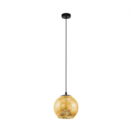 Moderne - Pendul EGLO Albaraccin 98523 E27 1X40W 220-240V,50/60Hz H 1100mm x Ø270mm otel negru sticla gold/maro IP20