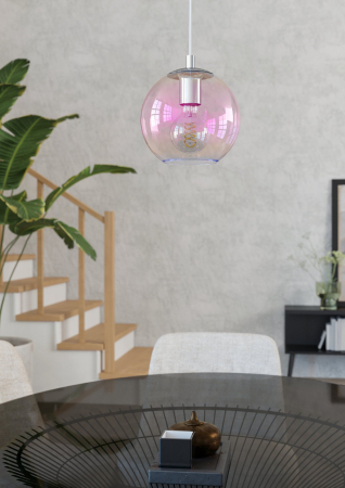 Pendul EGLO Ariscani 2 901918 E27 1X60W 220-240V,50/60Hz H 1100mm x Ø200mm otel crom sticla iridescent IP20 [2]