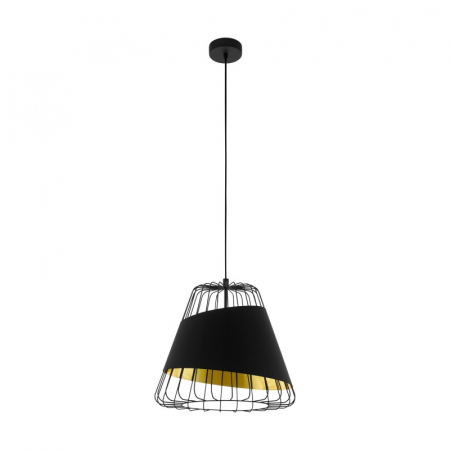 Pendul EGLO Austell 49446 E27 1X60W 220-240V,50/60Hz H 1100mm x Ø360mm otel negru tesatura/otel negru/gold IP20