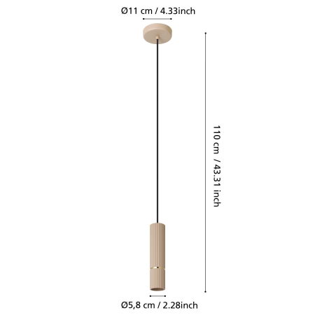 Pendul EGLO Caminia 901151 GU10 1X4,7W 220-240V,50/60Hz H 1100mm x Ø60mm otel sandy/alama periata  IP20 [4]